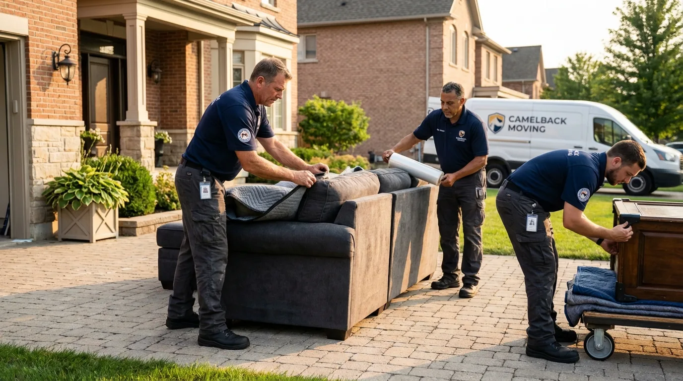 Large estate moving crew wrapping furniture in Springfield, CO